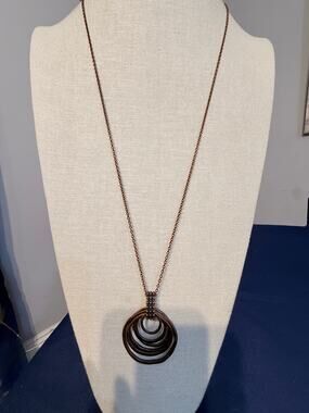 Vintage Copper Teardrop Pendant Necklace 30”